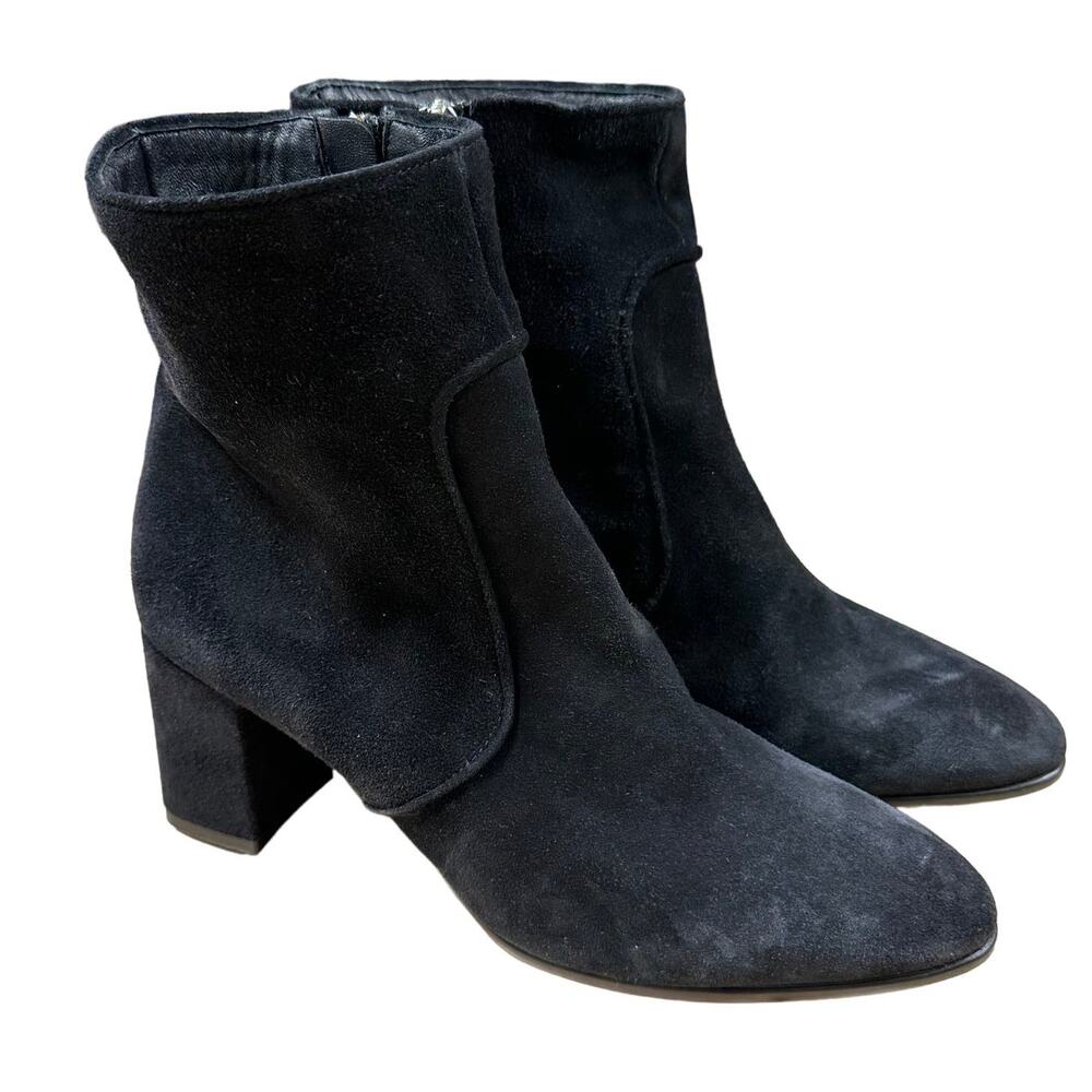Aquatalia NWOB Fortuna Heeled Ankle Suede Boot Black Size 9 (456949) Side Zip